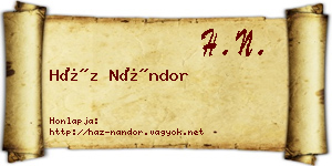 Ház Nándor névjegykártya